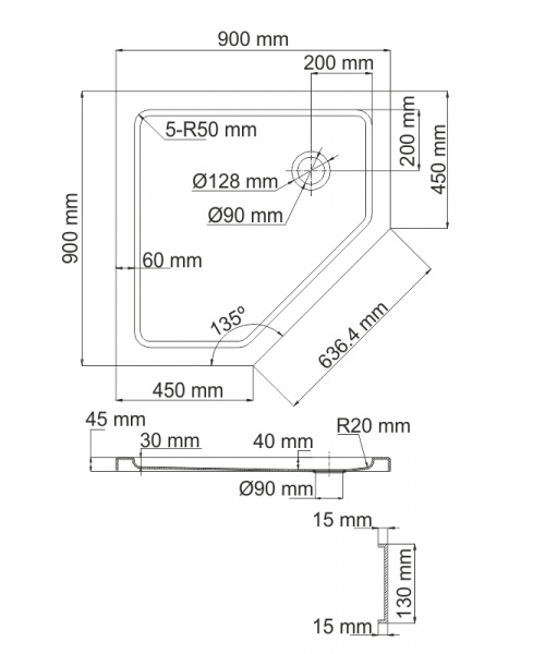 Поддон для душа WasserKRAFT Isen 26T11 90х90 фото