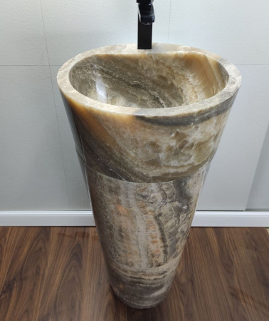 Раковина напольная из оникса Grey ON-01365 (45*45*90) фото