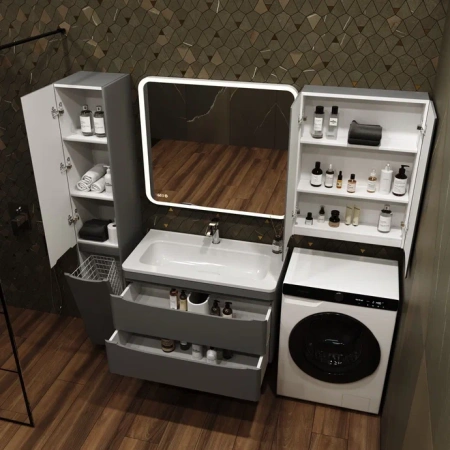 Тумба под раковину Style Line Бергамо мини 90 СС-00002365 серая фото