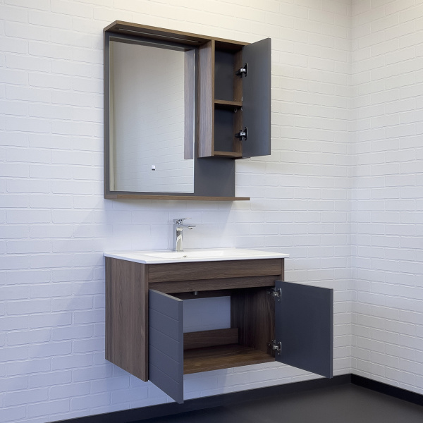 Тумба с раковиной Comfortу Кемер 00-00017883CF антрацит/дуб тёмно-коричневый фото