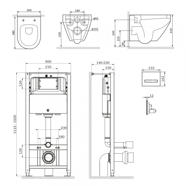 Комплект: инсталляция с унитазом и клавишей AM.PM Spirit 2.0 IS450A38.701700 фото