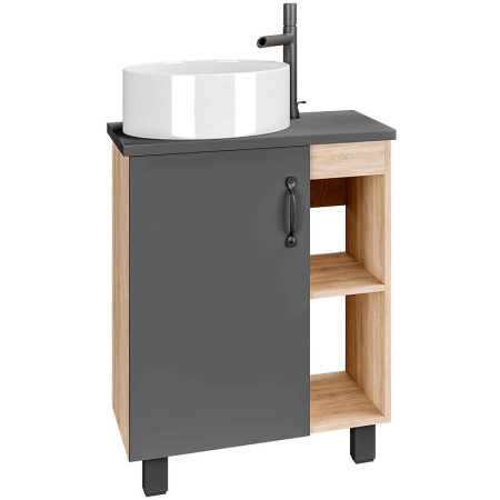 Тумба под раковину  Grossman Флай 60 106002 дуб сонома/серая фото