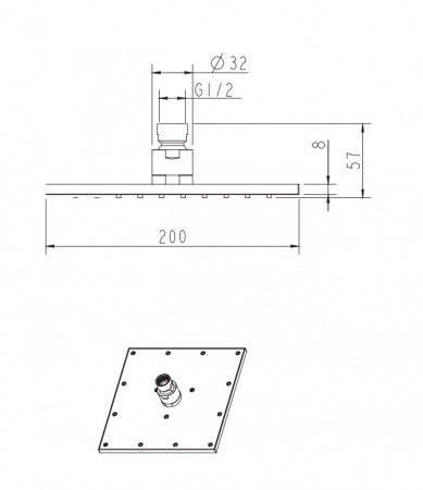Верхний тропический душ Omnires Slimline WG220CR хром фото