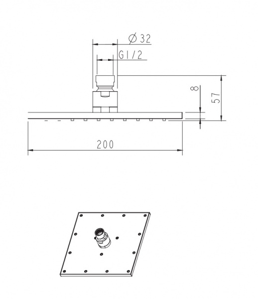 Верхний тропический душ Omnires Slimline WG220CR хром фото