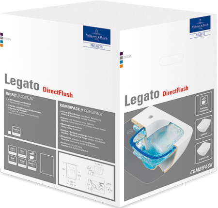 Подвесной унитаз Villeroy & Boch Legato 5663RLR1 с сиденьем soft close фото