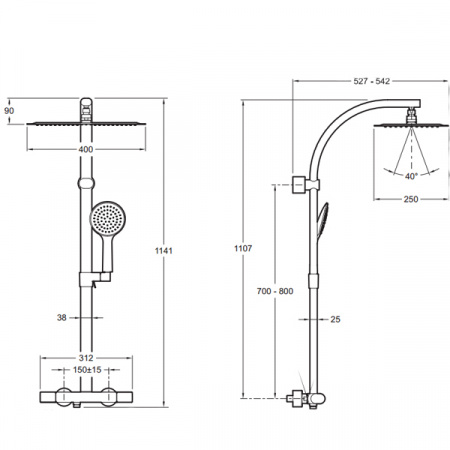 Термостатическая душевая система (стойка) Jacob Delafon Talan E20642RU-CP фото