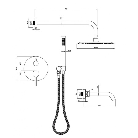 Душевая система скрытого монтажа Milacio Ultra MCU.150.SS нержавеющая сталь фото