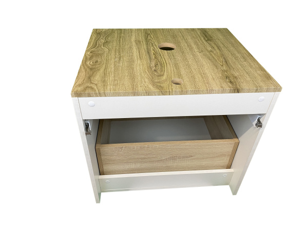 Тумба под раковину Sintesi Style STL.W7018 столешница дуб сонома / белая матовая фото