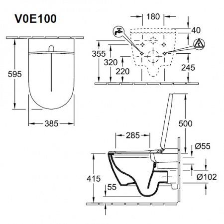 Подвесной унитаз с функцией биде Villeroy & Boch ViClean V0E100R1 фото