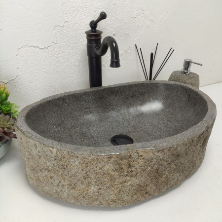 Накладная раковина из речного камня RS01484 (56*37*15) фото