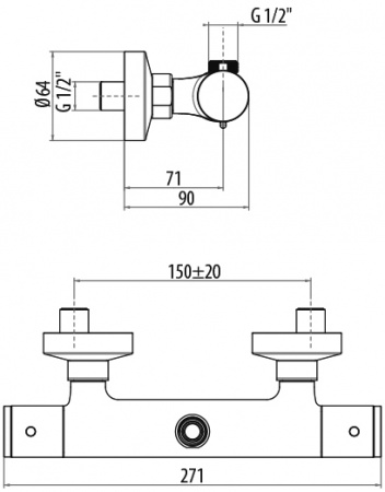 Термостатический смеситель для душа Gattoni Termostatici TS226/22C0cr фото