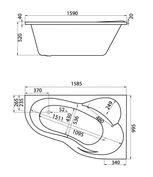 Акриловая ванна Santek Ибица XL 1.WH112037 160х100 R фото