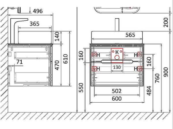 Тумба под раковину Jorno Bosko Bos.01.60/P/W 60 см фото