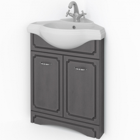 Тумба под раковину угловая Kaksa Патина 004534 серый с черным фото