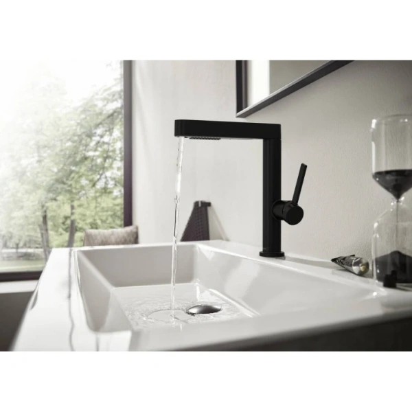 Смеситель для раковины Hansgrohe Finoris 2jet 76063670 черный матовый, с вытяжной лейкой фото