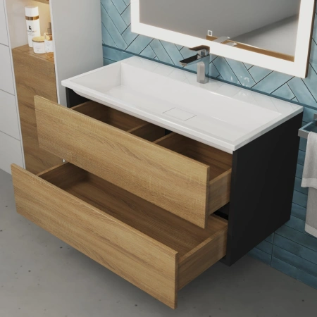 Тумба под раковину Uperwood Barsa 90 2937205253 черная/дуб сонома фото