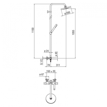 Душевая система (стойка) Nobili Tea (TE85330/30CR) с термостатом фото
