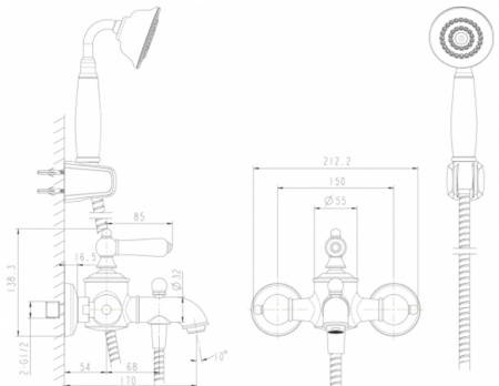 Смеситель для ванны с душем Bravat Art F675109C-B фото