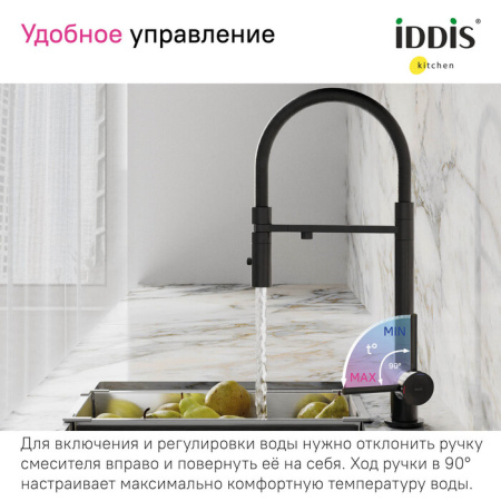 Смеситель для кухни под фильтр Iddis Ace Ace ACEBLFFi05 черный матовый фото