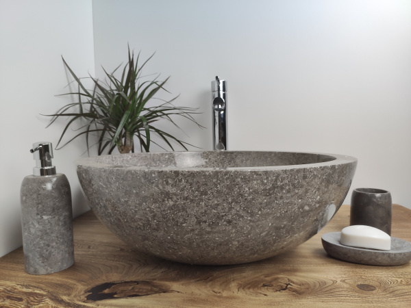Накладная раковина из мрамора Bowl Grey Big BM-00023 (50*50*17см) фото