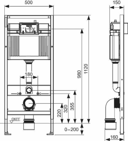 Инсталляция для подвесного унитаза Tece Base 9400413 с белой кнопкой смыва фото