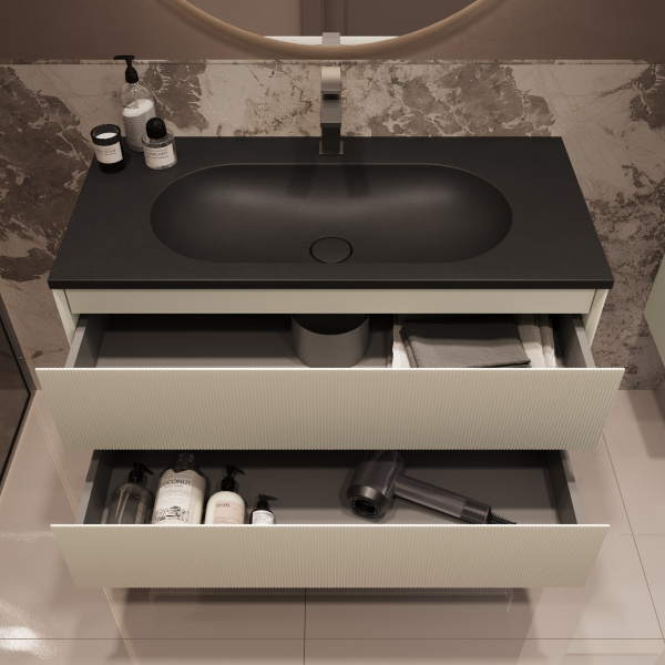 Тумба под раковину Vincea Welle 100 VMC-2WL100MBG M.Beige Soft-touch фото