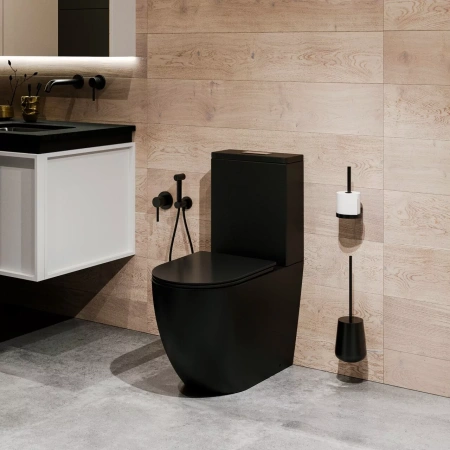 Унитаз напольный Grossman Tornado GR-4494BMSQ с сиденьем, черный матовый фото