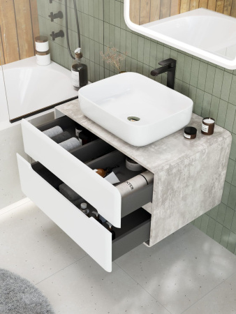 Тумба под накладную раковину Art&Max Genova AM-Genova-800-2C-SO-CH бетон хафит фото