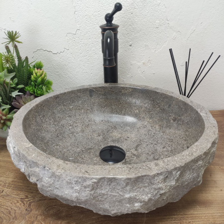 Накладная раковина из мрамора Erozy Grey EM-01376 (45*40*15) фото