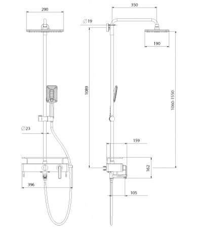 Душевая система (стойка) Lemark Mista LM6462WG фото