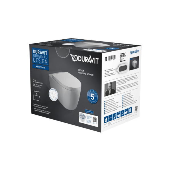 Подвесной унитаз безободковый Duravit Me by Starck 45290900A11 (25290900001+002009) с сиденьем фото