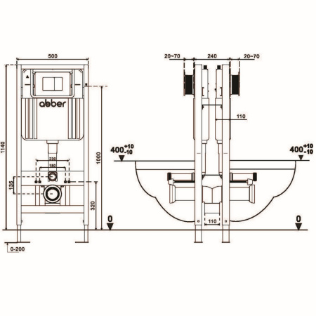 Инсталляция двойная самонесущая для двух подвесных унитазов Abber AC0106 фото