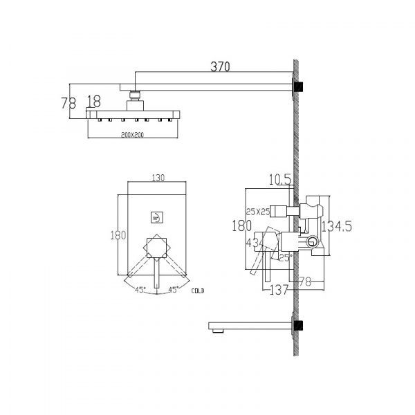 Душевая система скрытого монтажа Kaiser Quadris 25270 фото