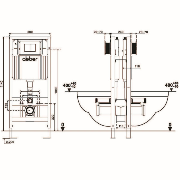Инсталляция двойная самонесущая для двух подвесных унитазов Abber AC0106 фото
