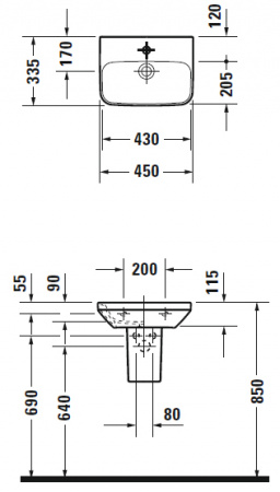 Подвесная раковина Duravit Durastyle 0708450000 45 см фото