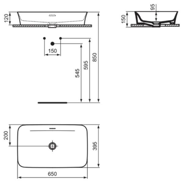 Накладная раковина Ideal Standard Ipalyss E188701 65x39 фото