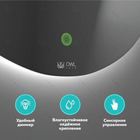 Зеркало с ореольной LED подсветкой OWL 1975 Rusken OWLM200303 40x80 фото