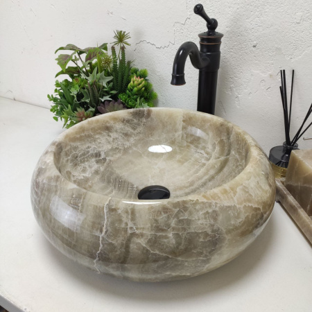 Накладная раковина из оникса Donut Grey Medium DO-01541 (45*45*15) фото