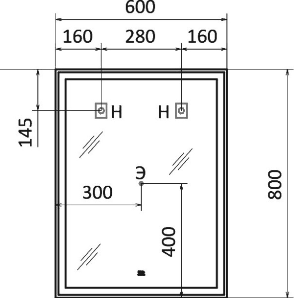 Зеркало с подсветкой Raval Prima 60 Prim.02.60/W/RL 60x80 фото