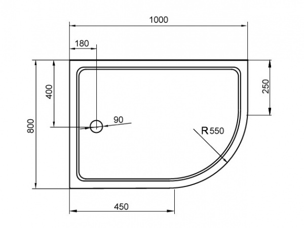Поддон для душа Cezares Tray TRAY-A-RH-100/80-550-15-W-L 100х80 L фото