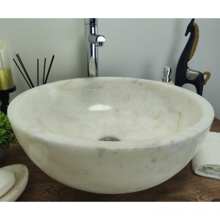 Накладная раковина из оникса Indo Bowl white Medium TinLip BO-00508 фото