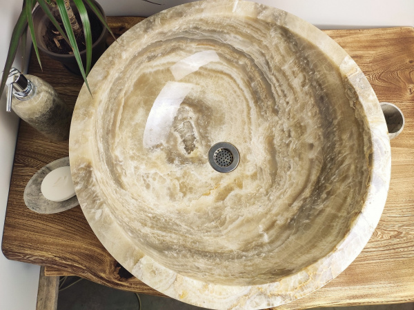 Накладная раковина из оникса Indo Bowl Grey Big BO-00005 фото