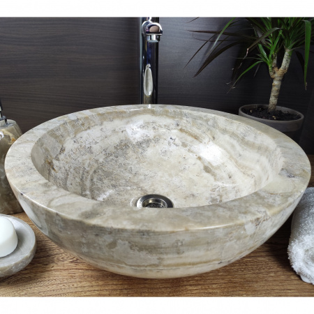 Накладная раковина из оникса Indo Bowl Grey Dott BO-00268 фото