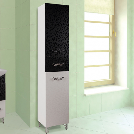 Шкаф-пенал Bellezza Маргарита-40 черный с бельевой корзиной фото