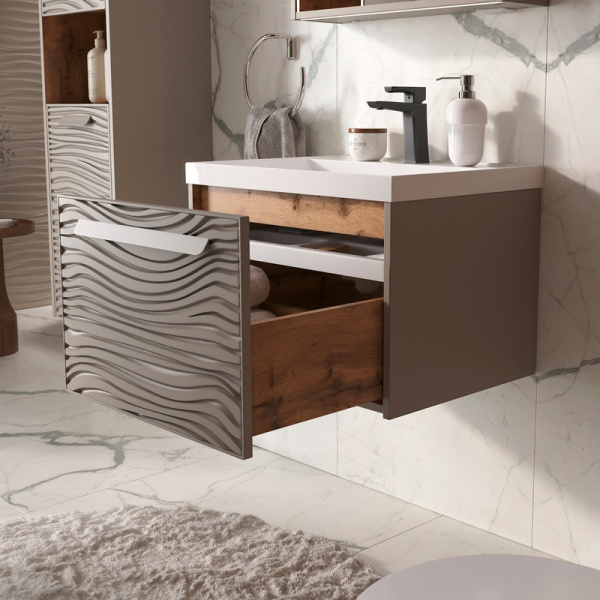 Тумба под раковину EQUIL Gleam 60 tpGLEAM60.1Y-25 амарок/дуб вотан фото