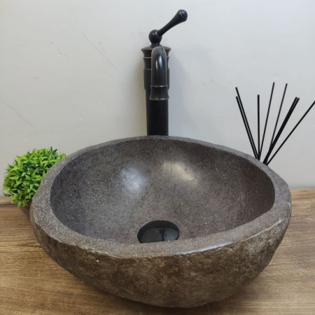 Накладная раковина из речного камня RS01156 (36*35*15) фото