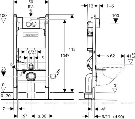 Унитаз с инсталляцией Geberit Renova 500.124.TC.R фото
