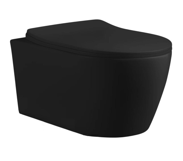Подвесной унитаз безободковый Cerutti SPA Sella Aria MBF CT10016 черный матовый фото