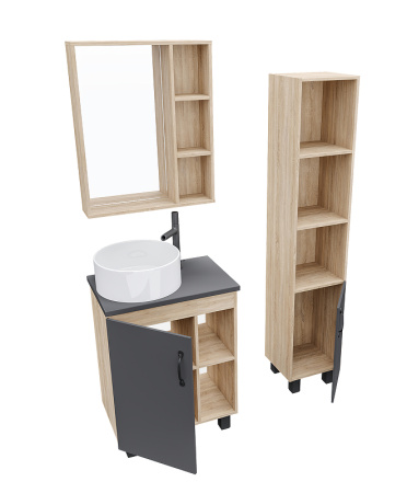 Тумба под раковину  Grossman Флай 60 106002 дуб сонома/серая фото