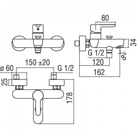 Смеситель для ванны Nobili ABC (AB87110/1CR) фото